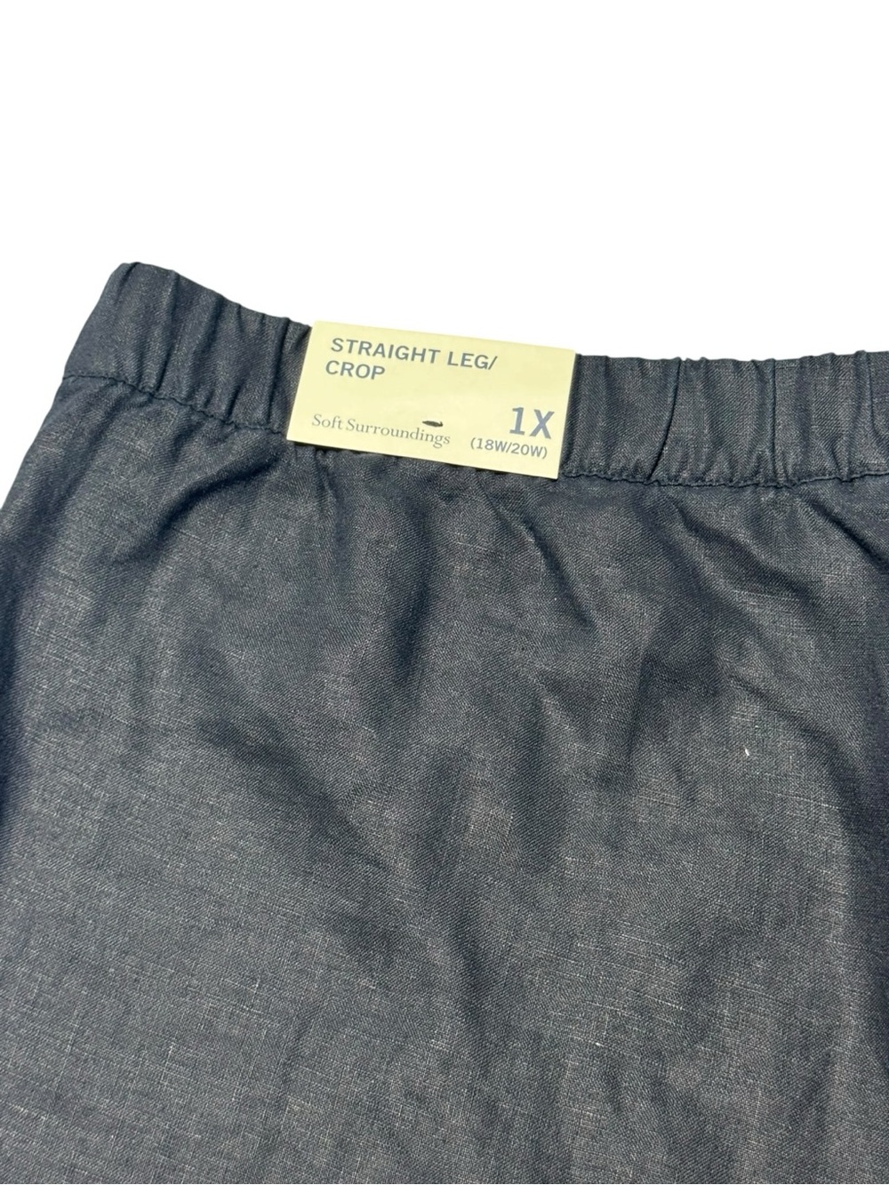 NWT Soft Surroundings Women’s 1X Linen Black Cropped Wide-Leg Pants Drawstring - Picture 10 of 12